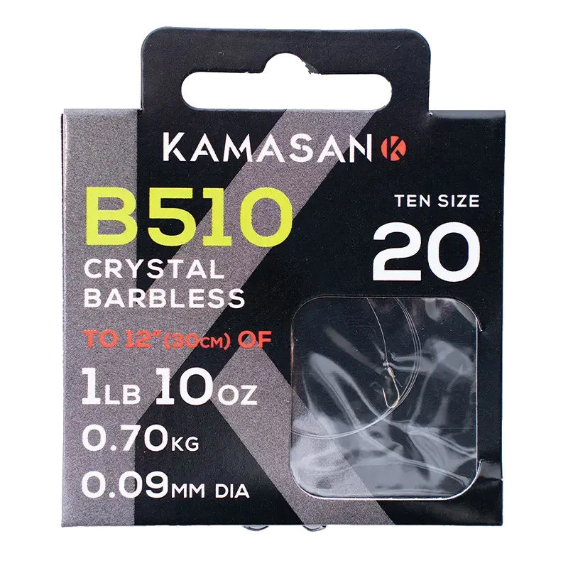Kamasan Hooks To Nylon B510 Crystal Barbless